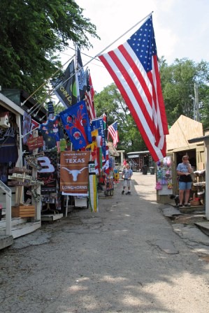 Vendor booths lined up at Canton First Monday Trade Days — the world's largest flea market, a short drive from Lake Tawakoni, Texas